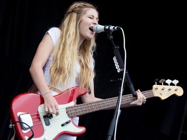 Bahari bassist Natalia Panzarella performing on the Claridge Stage at Ottawa Bluesfest on Sunday July 10, 2016.