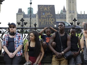 The Black Lives Matter protest in front of Parliament Hill on Sunday, July 17, 2016.