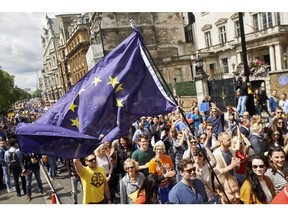 A European flag blows in the wind as thousands of protesters take part in a March for Europe, through the centre of London on July 2, 2016, to protest against Britain's vote to leave the EU. The Irish, however, could benefit, one letter writer says.