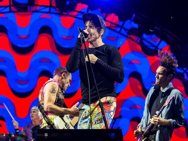 Chad Smith,Flea, Anthony Kiedis, and Josh Klinghoffer of the Red Hot Chili Peppers performing at Ottawa Bluesfest on Friday July 15, 2016.