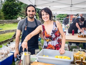 Chef Dominic Paul and partner Jessie Duffy of Wilf and Ada's serve food at the Barns, Farms and Wicked Chefs event, a fundraiser for The Table in Perth.