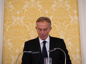 Former British prime minister Tony Blair speaks during a press conference on the Chilcot report last week.