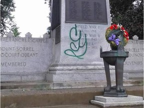 Cornwall police have arrested a man they allege spray painted the town's Cenotaph.