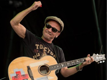 Debauche frontman Yegor Romantsov performing on the Monster Stage at Ottawa Bluesfest on Sunday July 10, 2016.