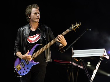 Duran Duran bass player John Taylor performs on the City stage.