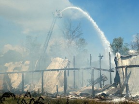 Ottawa firefighters operating at a working fire on Dozois Road in the south end.