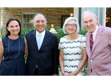 From left, Martine Cornado and her husband, Italian Ambassador Gian Lorenzo Cornado, with Supreme Court Chief Justice Beverley McLachlin and her husband, Frank McArdle, at the 'Venezia Mia' garden party held in support of the Friends of the National Arts Centre Orchestra on Tuesday, July 5, 2016.