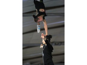 The Hebei Acrobatic Troupe rehearse for this year's Calgary Stampede grandstand show.