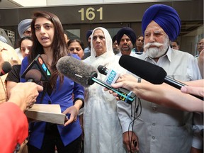 Murder victim Jagtar Gill’s niece Ramandeep Chahal, left, delivered a victim impact statement on behalf of Jagtar’s parents – mother Jagir Kaur, 71, centre, and father Ajit Singh, 73, right.