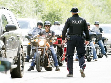 Hells Angels members from across the country were at the Hells Angels Canada Run annual convention taking place at the Carlsbad Springs Clubhouse Saturday July 23, 2016. Police from all over Canada were outside the clubhouse monitoring what was taking place.