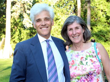 Jacques Shore, a law partner at Gowling WLG, with his wife, Dr. Donna Shore, at the official residence of the Italian ambassador on Tuesday, July 5, 2016, for a garden party and outdoor concert held in support of Friends of the National Arts Centre Orchestra.