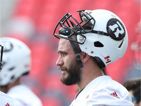 Jason Lauzon-Séguin of the Ottawa Redblacks during practice at TD Place in Ottawa, July 18, 2016. Photo by Jean Levac