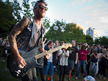 Jay Bowman of Michael Franti and Spearhead at the Ottawa Jazz Festival in Confederation Park.