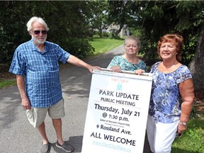 L to R: David Clark, Gwyneth Davidson and Joan Clark in front of the for sale sign of 21 Withrow Ave. in Ottawa, July 19, 2016.
