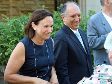 Martine Cornado and her husband, Italian Ambassador Gian Lorenzo Cornado, are seen greeting guests at a garden party they hosted at their official residence in Gatineau on Tuesday, July 5, 2016, in support of Friends of the National Arts Centre Orchestra.