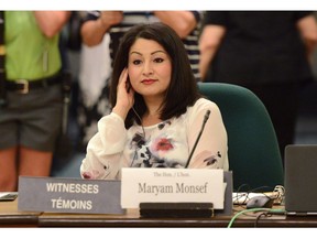 Let me consult my cue cards: Minister of Democratic Institutions Maryam Monsef appears at the electoral reform committee Wednesday.