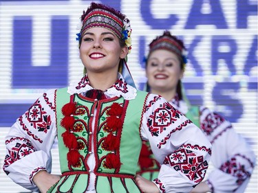 Members of the Barvinok Ukrainian Dance School perform at the Capital Ukrainian Festival at the Ukrainian Catholic Shrine in Ottawa Friday July 22, 2016. (Darren Brown/Postmedia)