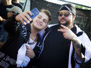Nick Abouassi takes a selfie with Ottawa performer Belly at Bluesfest Sunday July 10, 2016.
