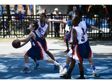 Novice and atom players from the Ottawa Shooting Stars basketball team play against each other at 11th annual Naqvi Cup.