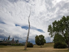 "One Hundred Foot Line" by contemporary artist Roxy Paine at Nepean Point in Ottawa.