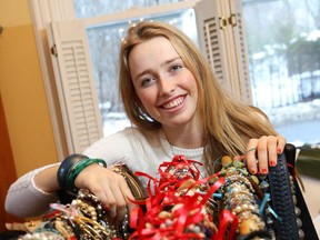 Eva von Jagow, with used jewelry and handbag sale from the All That Glam fundraiser, which raises money for schools in the North.