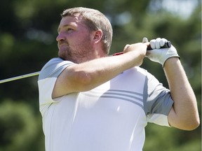 Robert Mustard tees off hole 16 during the final day of the Alexander of Tunis gold tournament at the Ottawa Hunt and Golf Club Monday, July 4, 2016.