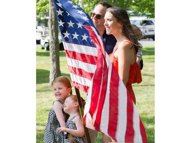 The son of U.S. Ambassador David Heyman with his wife, Alison, and their children during the Independence Day bash.