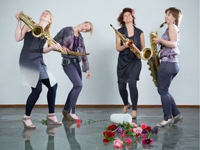 Syrène Saxofoonkwartet (from Holland)

Based in the Netherlands, this all-female classical saxophone quartet marks its Ottawa debut with intriguing performances of Handel (Music for the Royal Fireworks), Rachmaninov (Rhapsody on a Theme of Paganini, Op. 43), and Gershwin (Rhapsody in Blue), interspersed with Pierné variations and Glazunov's Saxophone Quartet, Op. 109. Of note is an all-saxophone arrangement of Haydn's String Quartet Op. 33, No. 3 ("The Bird"). As the Syrènes like to say, it's "fresh and sweet, but with a bite.