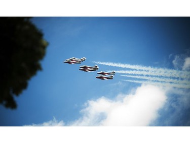 The Snowbirds flew over the Canada Day noon show in Ottawa, Friday, July 1, 2016.