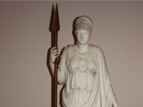 This marble statue of Athena was awarded to William (Billy) John Sherring for winning the Olympic marathon at the Intercalated Games in Athens. The one-of-a-kind statue is an important Canadian historical artifact that would likely fetch thousands of dollars at auction.