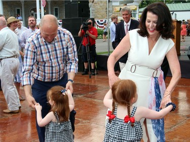 U.S. Ambassador Bruce Heyman and his wife, Vicki, on the dance floor with their granddaughters at the 4th of July bash hosted by the U.S. Embassy on Monday, July 4, 2016 at the couple's official residence, Lornado, in Rockcliffe Park.