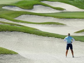 Brooke Henderson surveys a bunker shot on the 17th hole during the first round of the U.S. Women's Open at the CordeValle Golf Club on July 7, 2016 in San Martin, California.