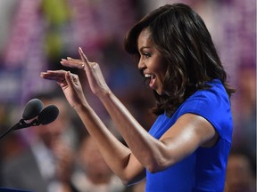 US First Lady Michelle Obama addresses delegates on Day 1 of the Democratic National Convention at the Wells Fargo Center in Philadelphia, Pennsylvania, July 25, 2016. /