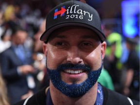 A delegate attends the final day of the 2016 Democratic National Convention on July 28, 2016, at the Wells Fargo Center in Philadelphia, Pennsylvania. /