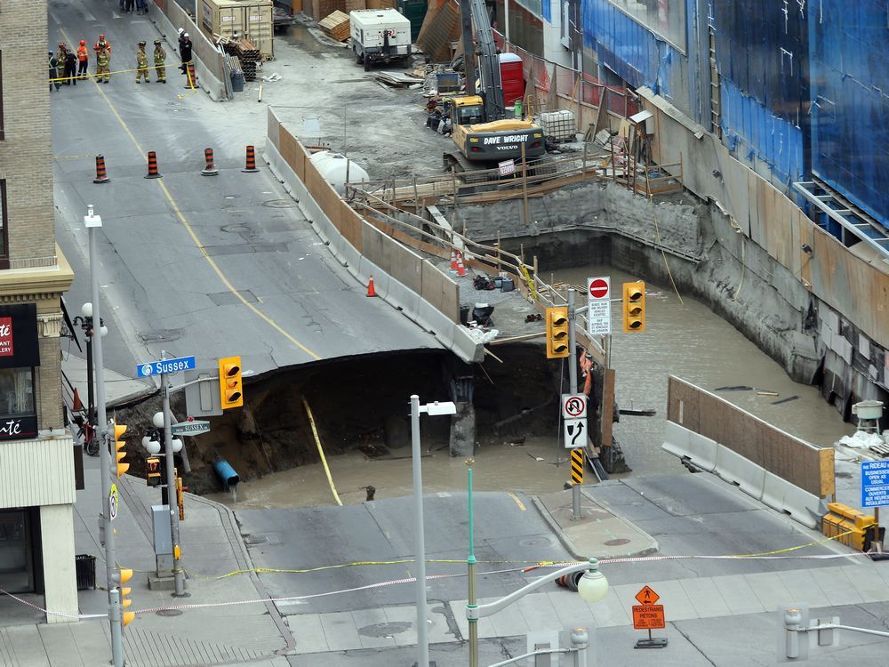 You Can Hunt Sinkholes But It S Slow And Expensive National Post   View From Chateau Laurier Sink Hole On Rideau St And Gas Le 