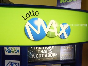 WINDSOR, ONTARIO - OCTOBER 16, 2016 - Ontario Lottery Corporation signs are displayed at the Downtown Smoke Shop in Windsor, Ontario on October 16, 2016.   The Lotto 649 jackpot has will be $64 Million on Saturday. (JASON KRYK/The Windsor Star)   LOTTO MAX,  LOTTO 649 ORG XMIT: POS1510161516318593