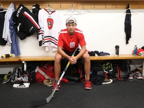 Ottawa 67's Kody Clark poses for a photo in his dressing room during the Ottawa 67's training camp in Ottawa Tuesday Aug 30, 2016.