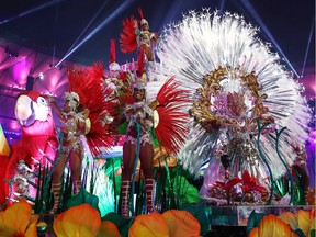 Carnival dancers perform during the Closing Ceremony of the Rio 2016 Olympic Games at Maracana Stadium on August 21, 2016 in Rio de Janeiro, Brazil.