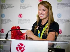 Erica Wiebe, who won Olympic gold in the women's freestyle 75 kg wrestling in Rio, was at The Canada Science and Technology Museum Thursday to donate her biometric training gear to be displayed in the new museum, set to open in fall 2017.
