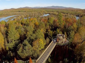 The Wild Walk in Tupper Lake, New York, is a perfect way to enjoy the fall colours in New York's Adirondack Park, the largest publicly protected wilderness area in the lower 48 states of the U.S.