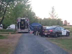 Ontario Provincial Police began a homicide investigation Sunday after what was initially reported as a suspicious death in the Last Duel Park campground.