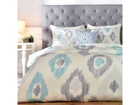 The Ikat duvet cover (availableat Nordstom) combination of blue and white is both calming and refreshing.