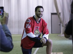Newly acquired Senators forward Derick Brassard poses for a picture after a media availability at the Bell Sensplex on Aug. 12, 2016.