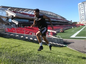 Ottawa fury FC Gerardo Bruna runs some hills during practice at TD Place in Ottawa Wednesday Aug 17, 2016.
