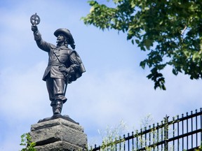 The statue of Samuel de Champlain looks out from Nepean Point.