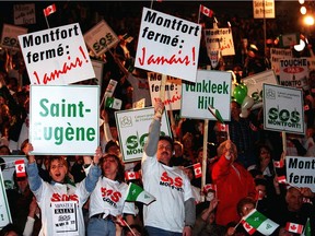 More than 10,000 people attneded a March 1997 rally in the Ottawa Civic Centre to fight plans to close the Montfort Hospital.