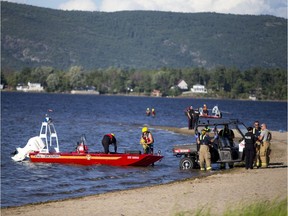 Firefighters on the scene of a search for a child near Constance Bay Saturday