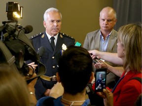 Ottawa Police Chief Charles Bordeleau and Supt. Don Sweet talk to the media in Ottawa Monday Aug 15, 2016.