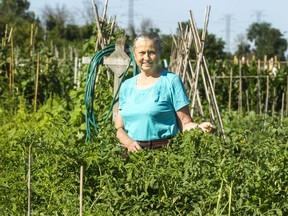 Peggy Paulhus in her garden.