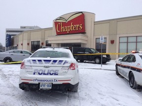 Police outside the Chapters on Iris Street.